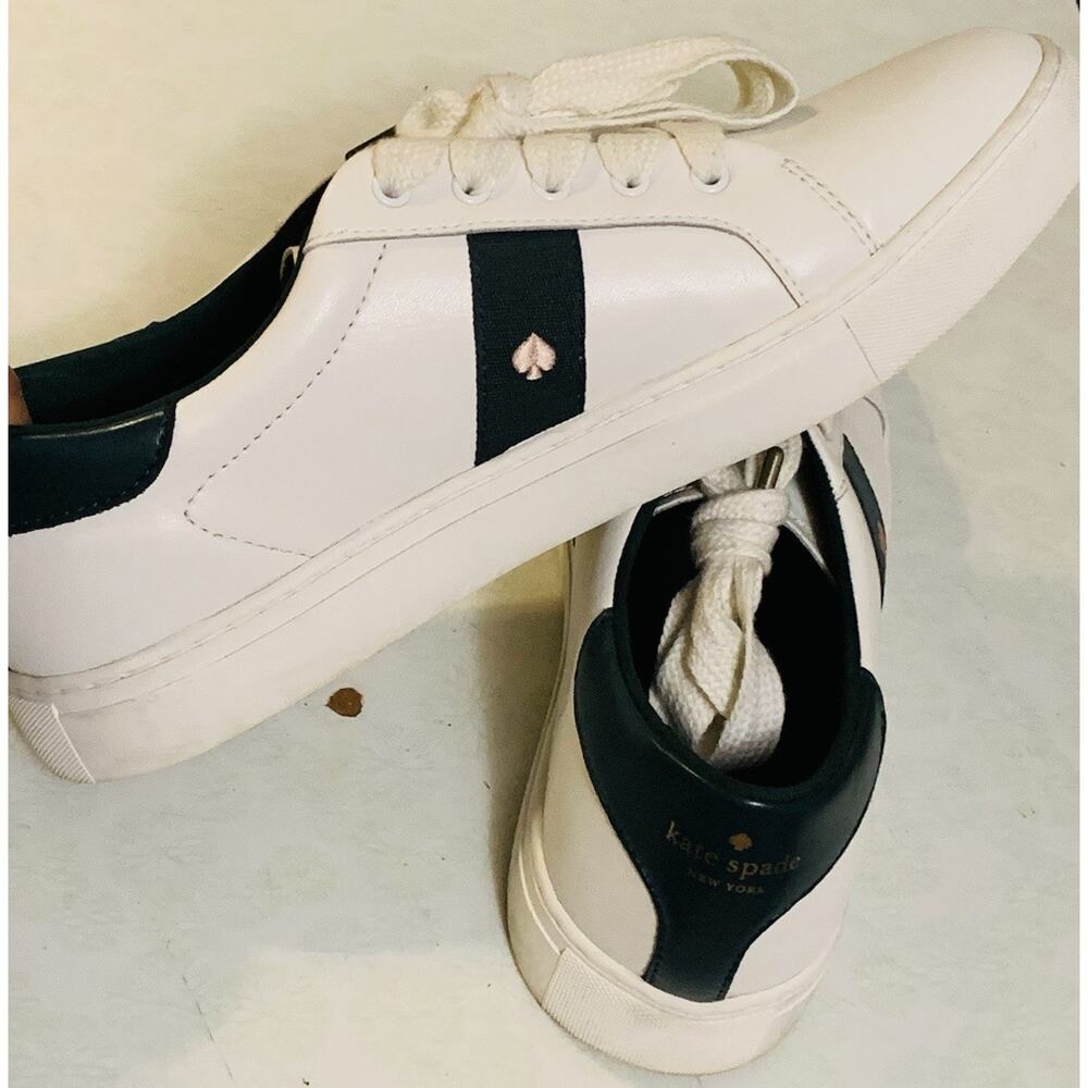 Kate Spade Iggy Sneakers Leather Women's Size 11B White/Green EUC - Picture 5 of 7